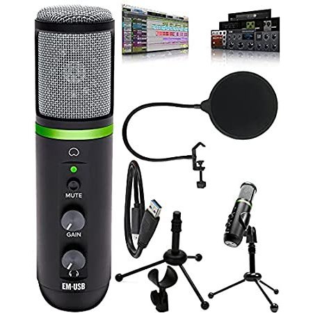 Mackie EM-USB Element Series USB Condenser Microphone (Black) with Table Tr