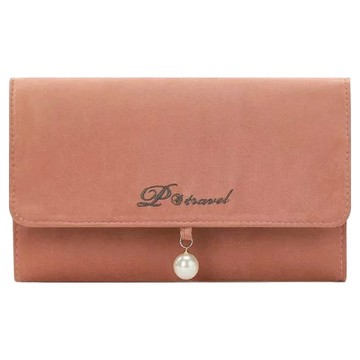 PORA BELLA 珍珠首飾收納袋 21公分x12公分x2公分 絲絨材質  橘色  1個