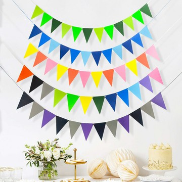 毛氈旗幟 三角旗掛旗 12面 不織布毛氈布 拉旗吊旗 串旗旗幟 佈置 裝飾掛飾 生日派對 聖誕節 萬聖節【BlueCat】【JI3304】