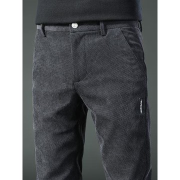 香港秋冬華夫格休閑褲男2025新款修身直筒商務西褲彈力抗皺長褲子