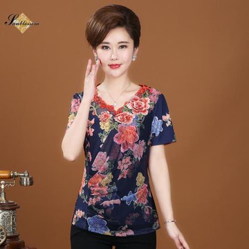 夏裝碧陽特價中老年女裝打底衫高檔媽媽裝短袖T恤針織衫40-50上衣