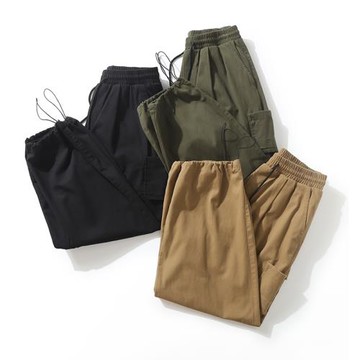 設計師款！高克重水洗棉面料秋季男士工裝休閑褲長褲潮