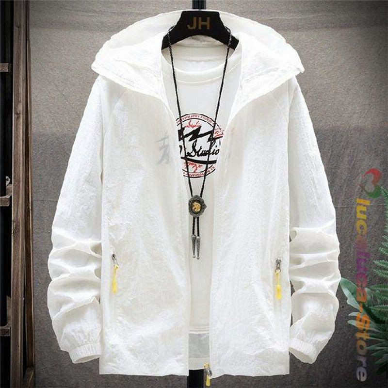 メーカー直売 ラッシュガード メンズ UVカット UVカットパーカー グレーL YM-0061 ラッシュガード メンズ UVカット UVカットパーカー 白L YM-0061