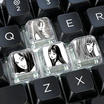 😊歡迎選購😊哥特富江透光透明鍵盤帽電腦鍵帽十字軸客制機械鍵盤個性裝飾DIY