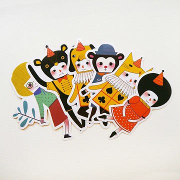 Collection 4 亮膜貼紙 插畫貼紙組 6張入