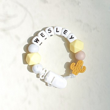 WESLEY 黃色系 奶嘴鍊夾 / 客製化奶嘴鏈 可套香草奶嘴 (27cm