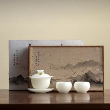如瓷動人璞玉白瓷功夫茶具小套裝高檔輕奢家用陶瓷辦公室會客茶杯