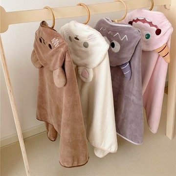 『百貨屋二號』可愛卡通戴帽毛巾浴巾吸水納米防滑紗速干家用兒童成人洗澡裹巾