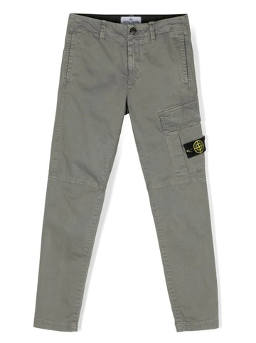 STONE ISLAND JUNIOR logo badge-detailed stretch cotton cargo pants Boy