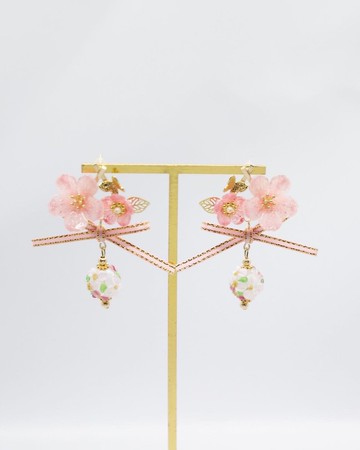 櫻花水晶琉璃珠情人節耳環