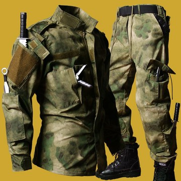 迷彩服🌈  春秋季戰術套裝耐磨工作服教官迷彩服廢墟戰狼軍訓訓作服男款戶外