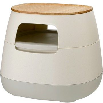 POAPEL 多功能移動式收納邊桌(含木托盤)象牙白(含木托盤)