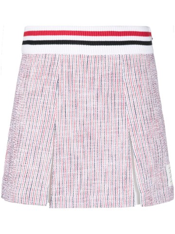 Thom Browne - tweed seersucker pleated skirt - women - Cotton/Polyamide/Elastane/Cotton - 46 - White