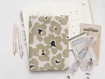 hairmo扶桑花手工書衣/書套-米(筆記本/日記/手帳)