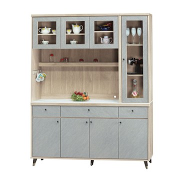 文創集 畢特亞雙色5.3尺高硬度岩板高餐櫃組合-160x40x202cm免組