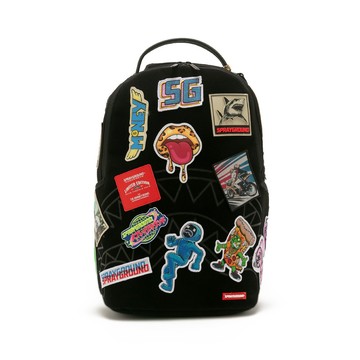SPRAYGROUND 趣味魔鬼氈貼片大容量後背包 黑色 G686764