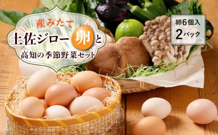 産みたて土佐ジロー卵（６ヶ入り×2パック）と高知の季節野菜セット