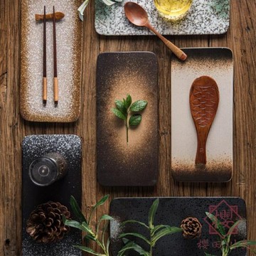 壽司盤子菜盤家用陶瓷西餐盤創意長方形盤子日式餐具【櫻田川島】