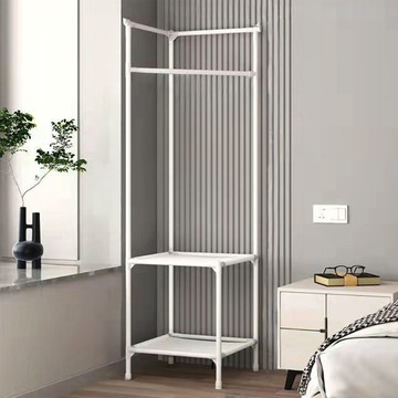 mohe 木暉居家 北歐風簡約轉角置物衣帽掛架 1.92kg  白色  45 x 45 x 180cm