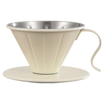 SUNORO 304不鏽鋼防燙手衝立體導流咖啡濾杯 米白色  濾杯  1個  200ml