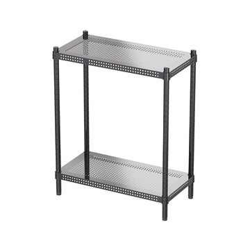 【Y HOUSE】60x30x75公分 極致美學 沖孔兩層收納層架-烤漆黑