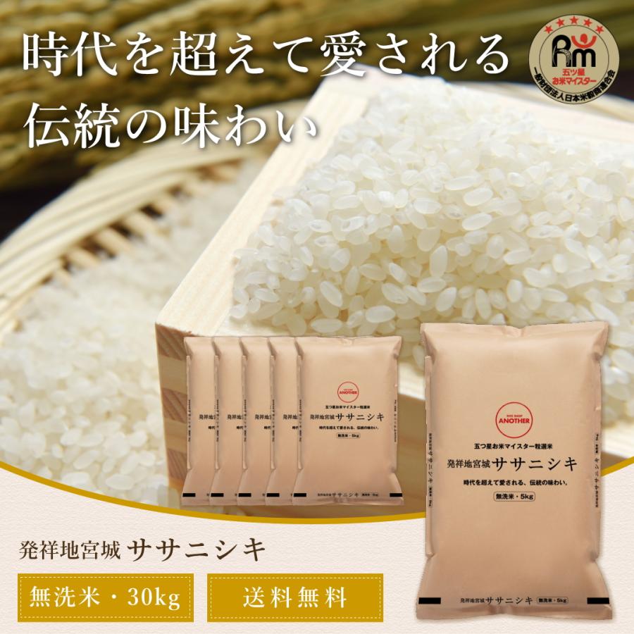 無洗米 新米 30kg 令和5年 宮城県産 ササニシキ 送料無料 5kg×6袋