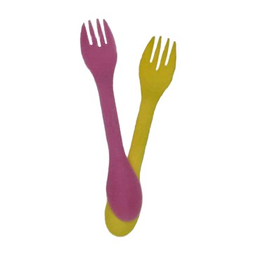 Lexnfant 安全學習叉 Set 2支  17 x 3cm  粉色 + 黃色  1組