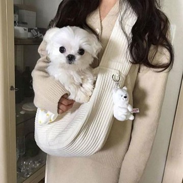 Dingdong Pet 寵物柔軟舒適斜背包  1個  象牙色  S