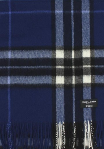 Gretna Green 宽羊绒围巾 海军格子