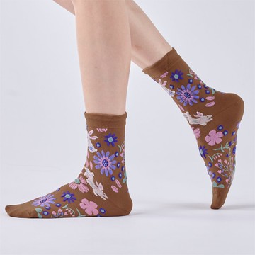 綠色星球 中筒襪 - 深咖(M)