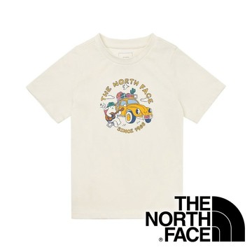 【THE NORTH FACE 美國】童圓領短袖上衣『米白』NF0A88H7 戶外 露營 登山 健行 休閒 時尚 短袖 兒童 上衣 T恤