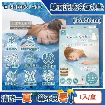 日本NEEDS LABO-北極熊雙面降溫消暑可重複使用萬用涼感冷凝冰墊(36x26cm)1入/盒