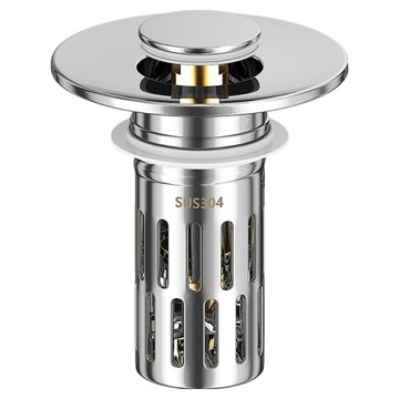 Kyhome 按壓式洗臉盆漏水塞/洗手臺下水器/排水蓋/漏水塞 銀色  1個  7 x 6cm