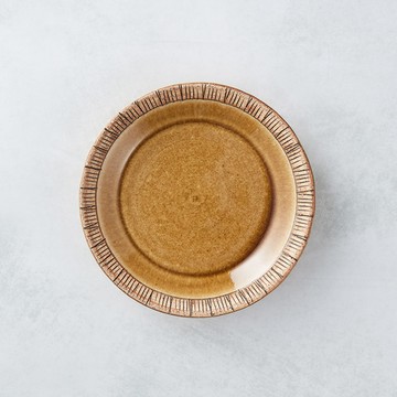 日本KOYO美濃燒｜細雕紋小盤 - 赭石黃