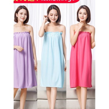 夏季抹胸浴裙浴衣女美容院浴袍棉吸水加大成人裹胸可穿式浴巾