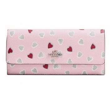長夾F53747新款愛心印花真皮翻蓋錢包女皮夾
