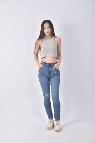 (L) madewell高腰丹寧牛仔緊身黑色長褲