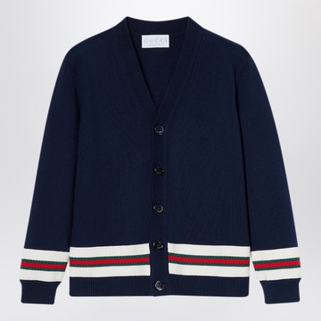 Dark blue cardigan with Web detail