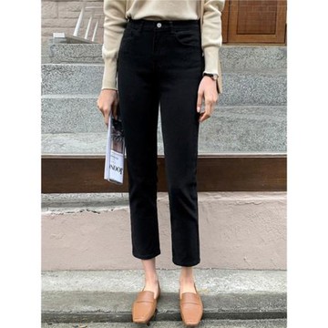 黑色直筒牛仔褲女夏季九分2025年新款高腰顯瘦薄款八分小個子煙管