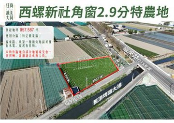 西螺新社角窗2.9分特農地｜有水有電 肥沃豐收｜雲林縣西螺鎮新社