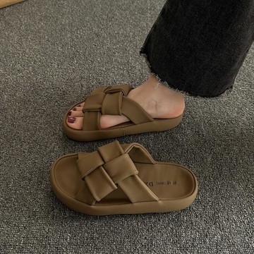 港風涼拖鞋女夏外穿2023新款厚底防滑孕婦沙灘涼鞋懶人時尚一字拖