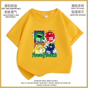 爆款熱推💖夏上新 2024年新款女童卡通T恤夏季寶寶清涼彩虹糖可愛T短袖薄款寬鬆M豆 01WN