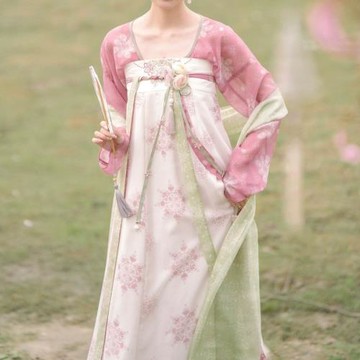 AS438唐制坦領古法裁剪齊胸破裙紙樣漢服女裝打版樣板