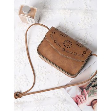 復古小巧輕便可愛森系小包夏天手機包百搭鏤空棕色迷你斜挎包女包