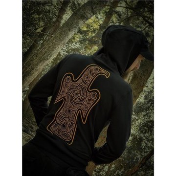 原的北歐維京圖騰古日耳曼搖滾重金屬森林民謠中性刺繡鷹連帽衛衣