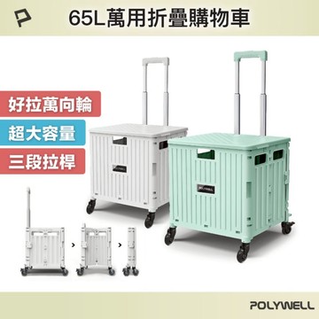POLYWELL寶利威爾 折疊式收納購物車-晨曦綠