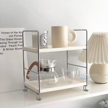 About Life_北歐簡約ins風置物架金屬質感 工業風雙層桌面收納架