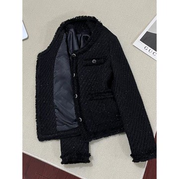 黑色短款小香風外套女2025年秋冬新款韓版顯瘦小個子氣質高端上衣