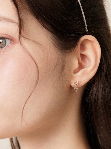 10K Gold Leaf Cubic Earrings (G0288)