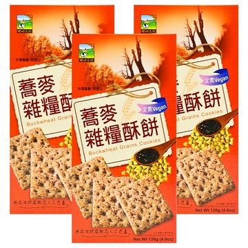 食材工坊 蕎麥雜糧酥餅 全素餅乾  130g  3盒